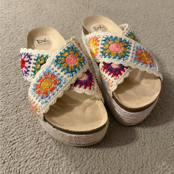 Dirty Laundry Shoes - Dirty Laundry Colorful Crochet Platform Sandals